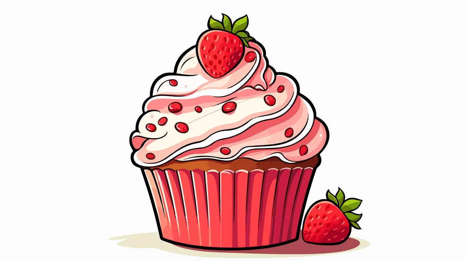 Strawberry Muffin Cartoon Illustration — free download from Dotvec