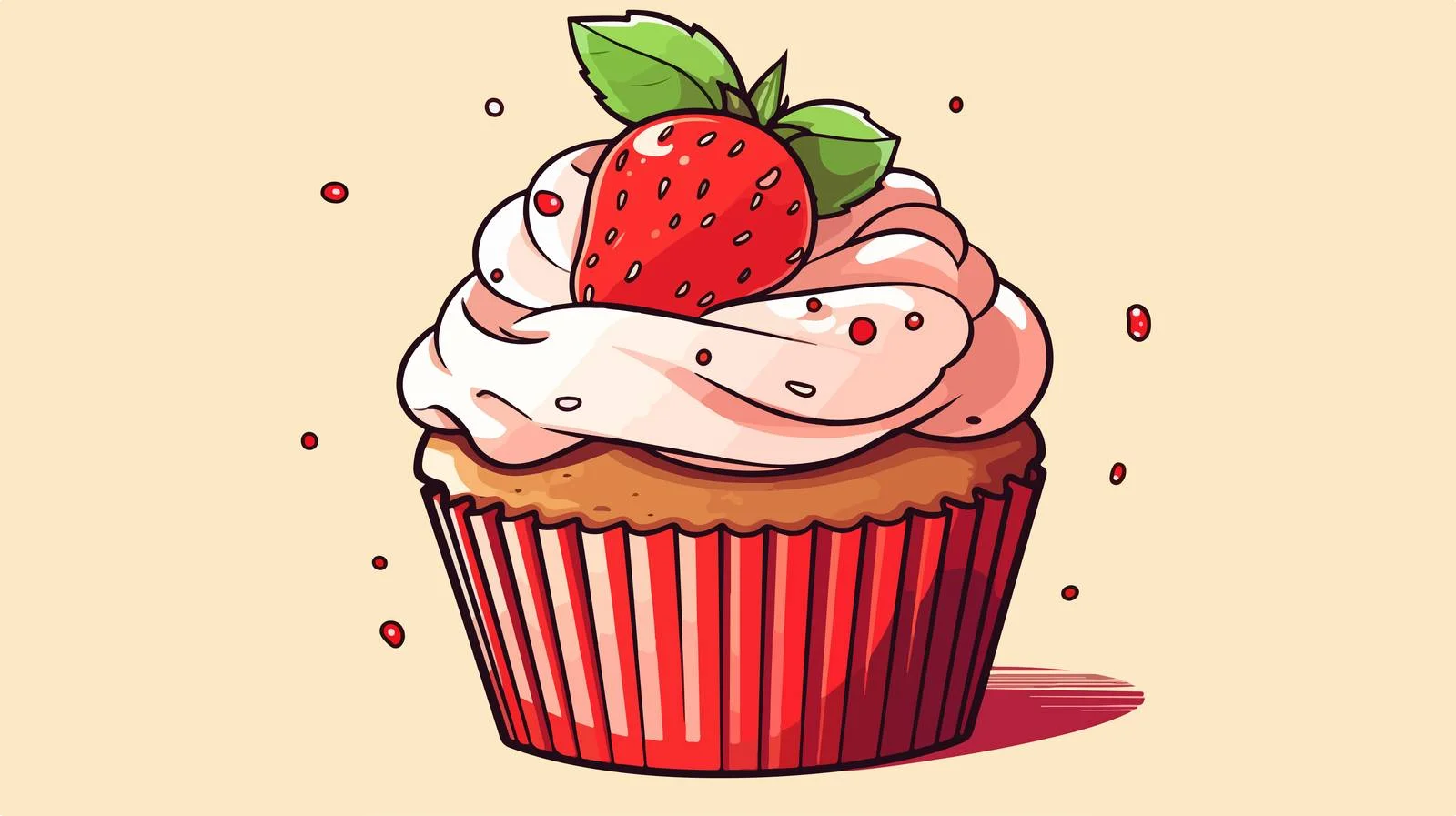 Vintage Strawberry Muffin Cartoon Illustration — free download from Dotvec