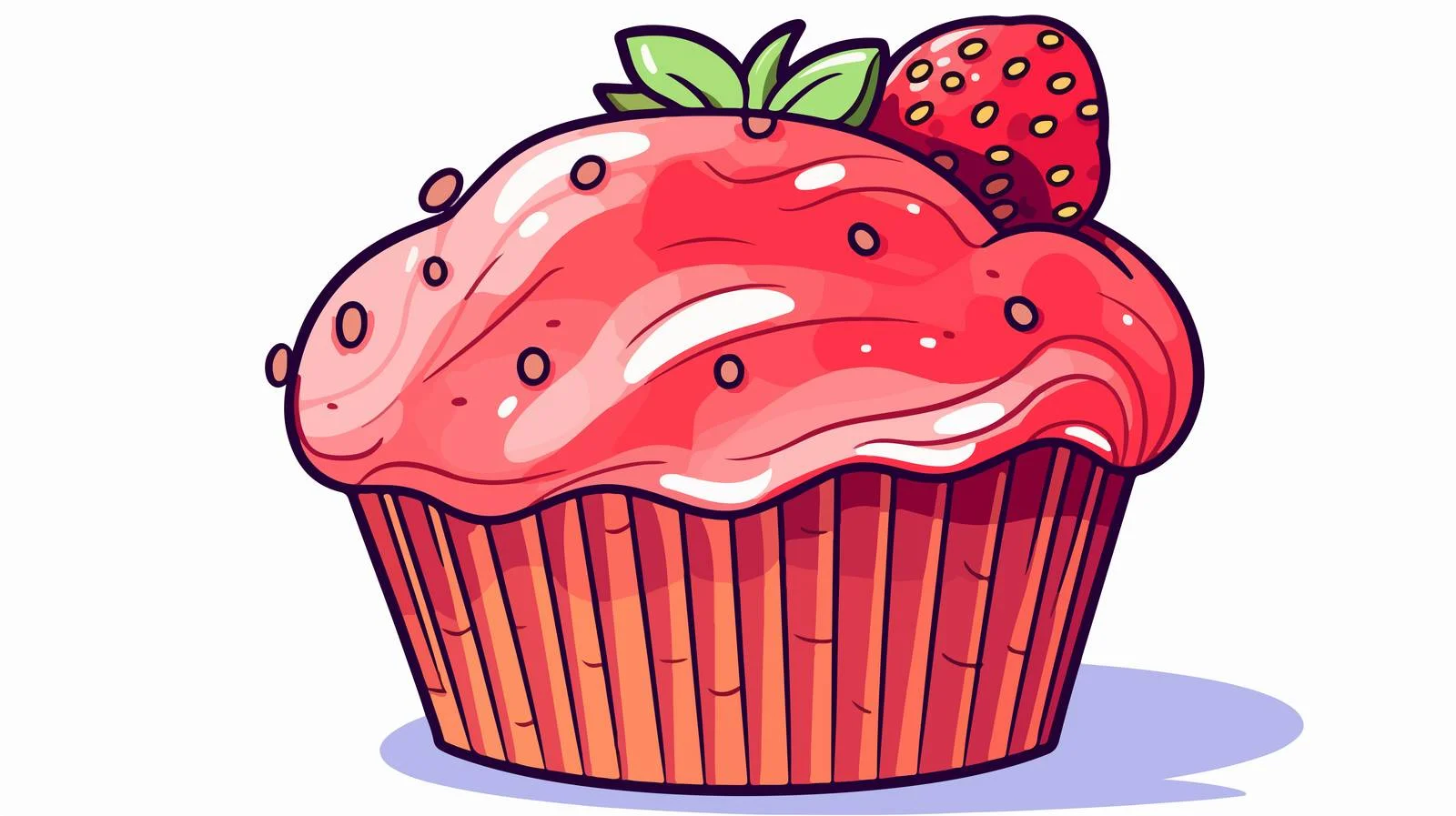 Retro Strawberry Muffin Cartoon Illustration — free download from Dotvec