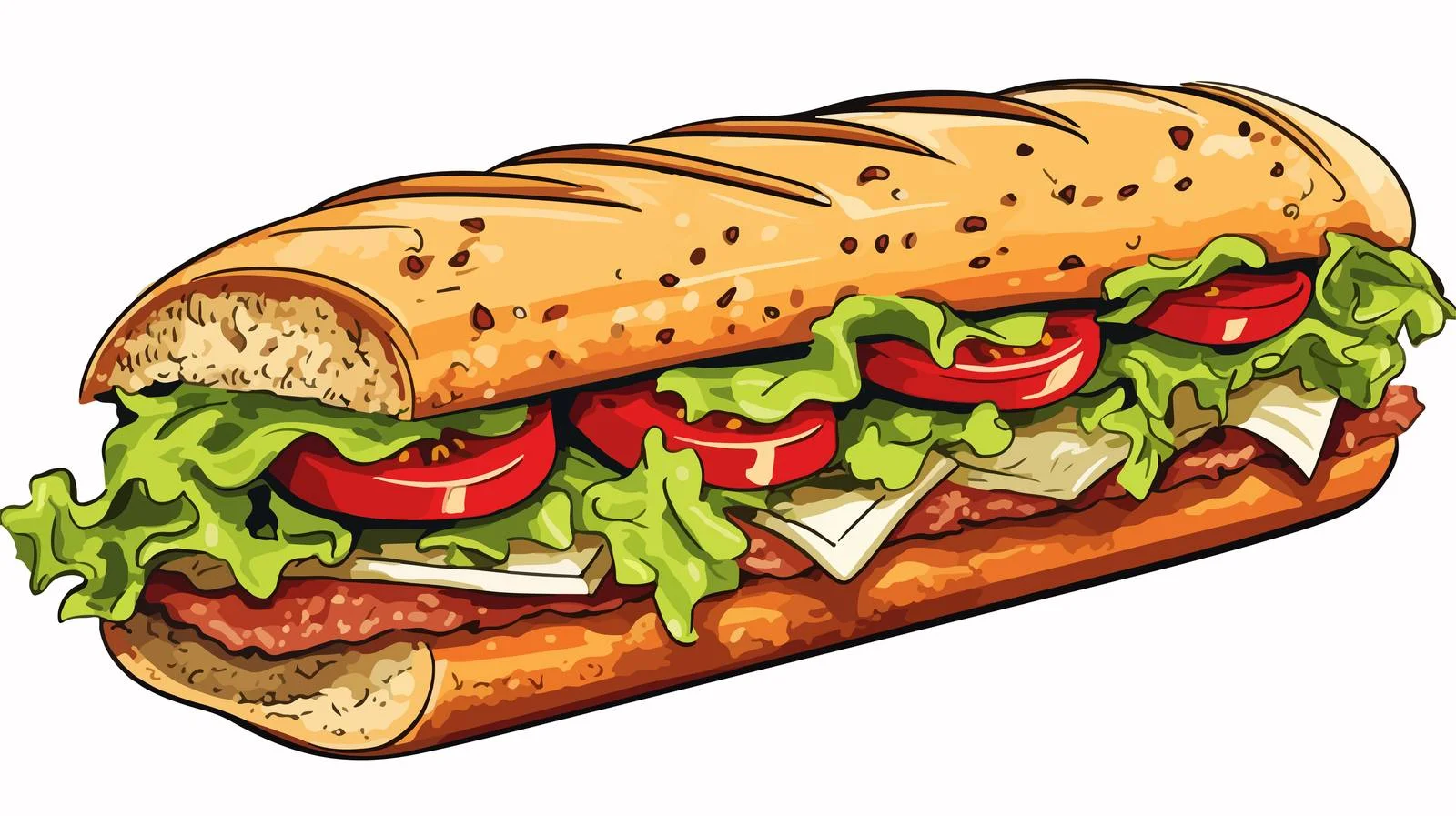 Retro Cartoon Sub Sandwich Vector Illustration — free download from Dotvec
