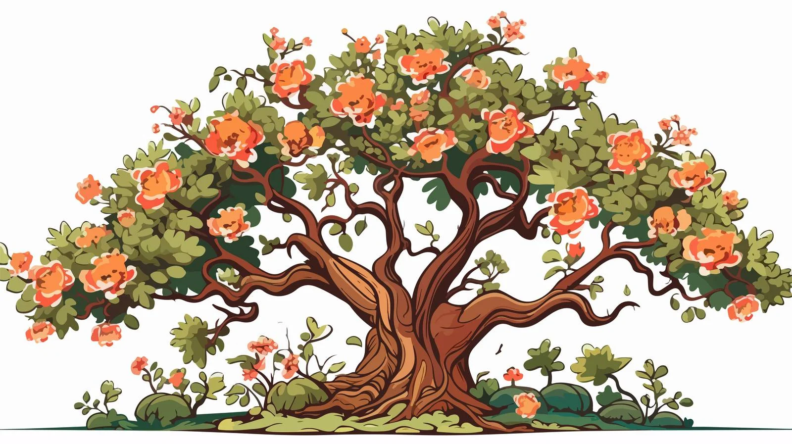 Retro Cartoon Tree Illustration — free download from Dotvec