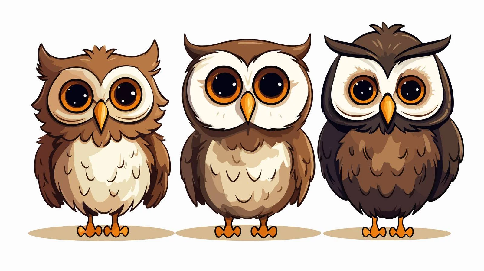 Retro Cute Cartoon Owls Illustration — free download from Dotvec