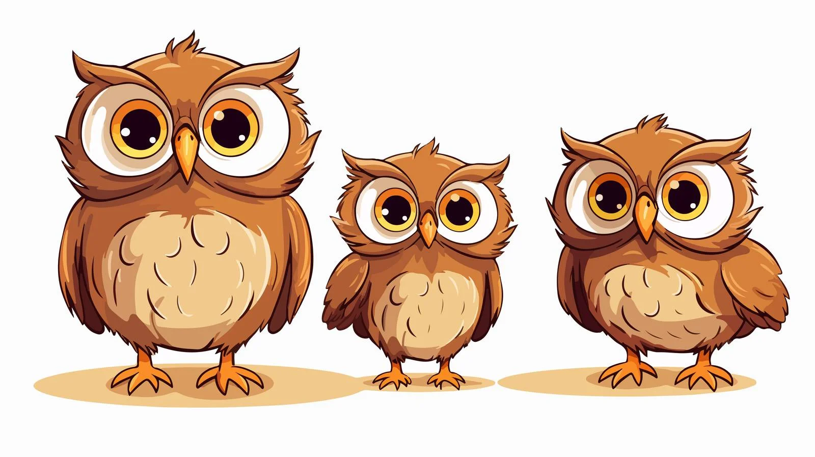 Retro Cute Cartoon Owls Illustration — free download from Dotvec