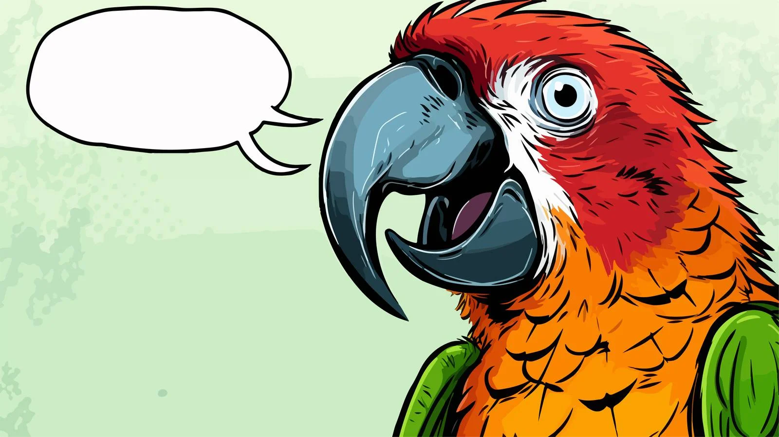 Colorful Cartoon Parrot Speech Bubble Illustration — free download from Dotvec