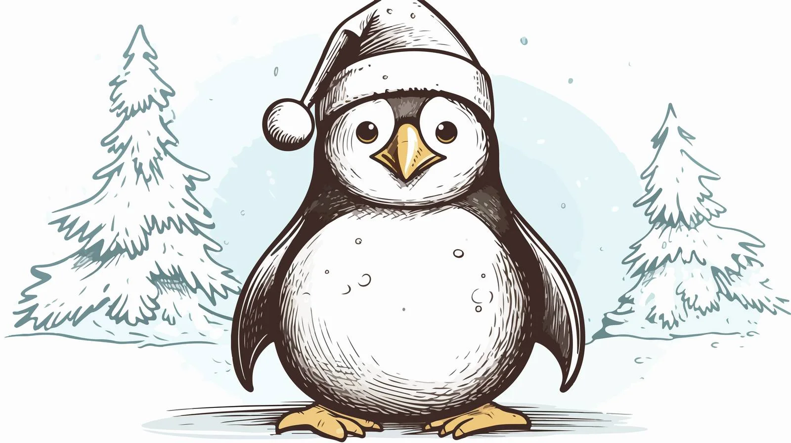 Festive Christmas Penguin Illustration — free download from Dotvec