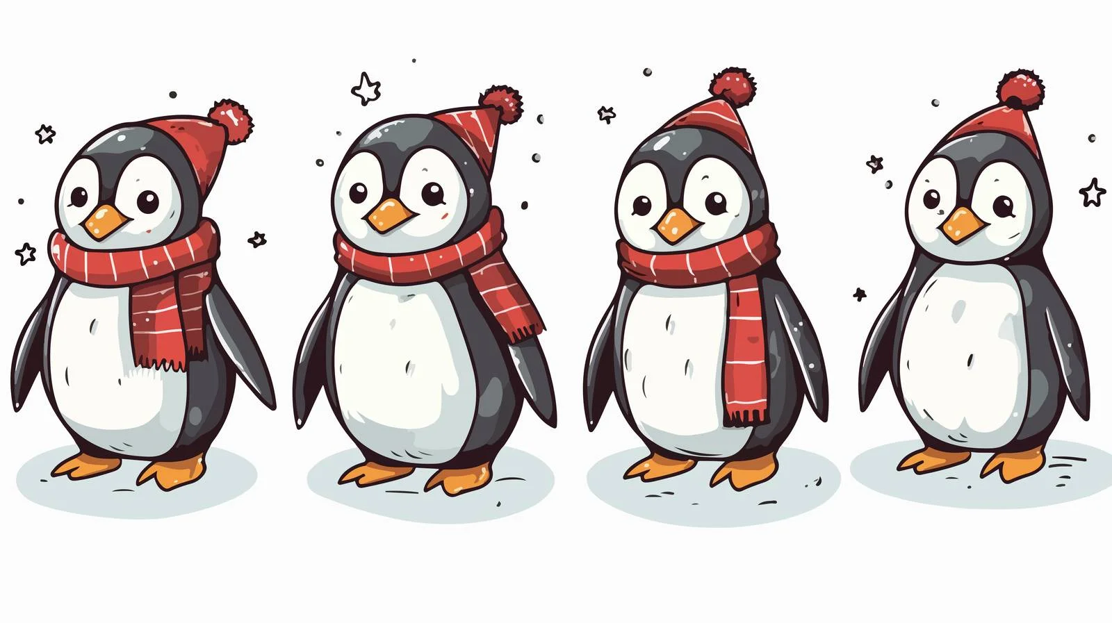 Christmas Penguin Cartoon Illustration — free download from Dotvec