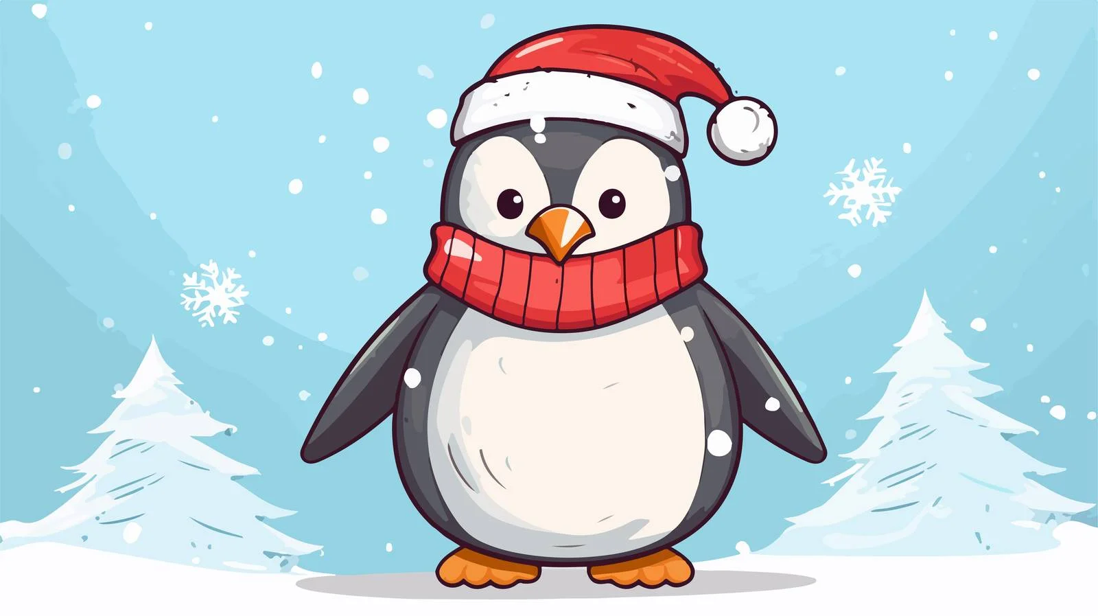 Cartoon Christmas Penguin Illustration — free download from Dotvec