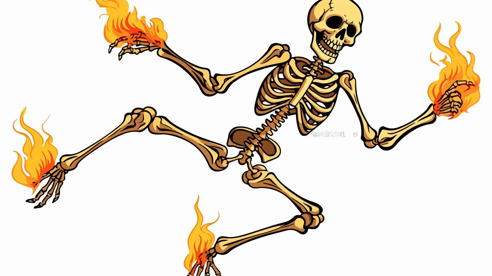 Cartoon Dancing Flaming Death Skeleton — free download from Dotvec