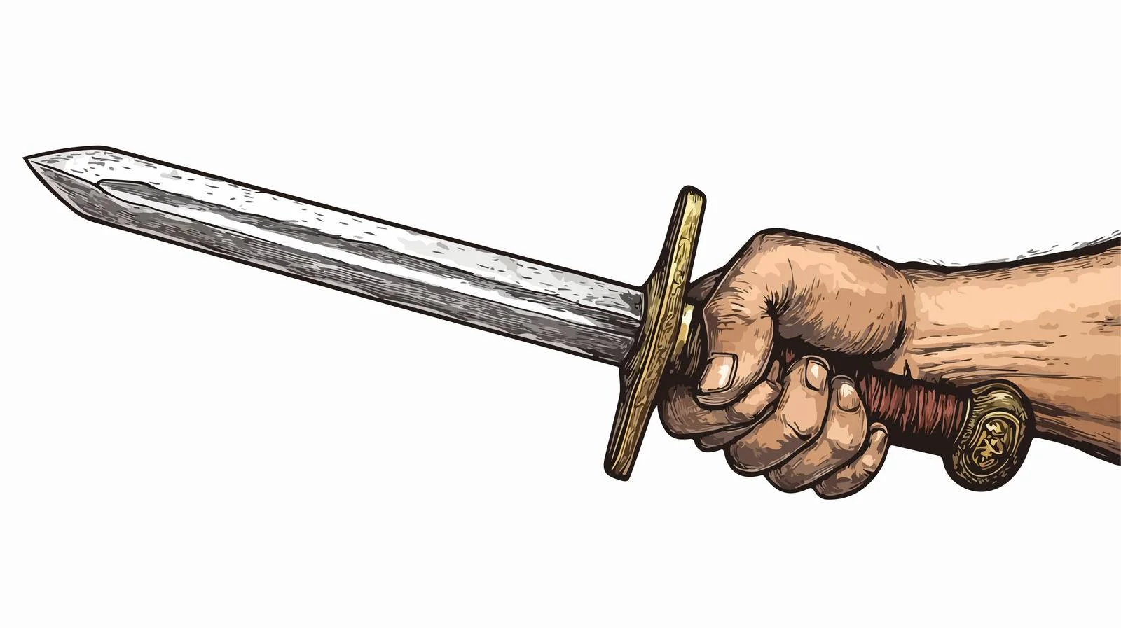 Cartoon Hand Holding Sword — free download from Dotvec