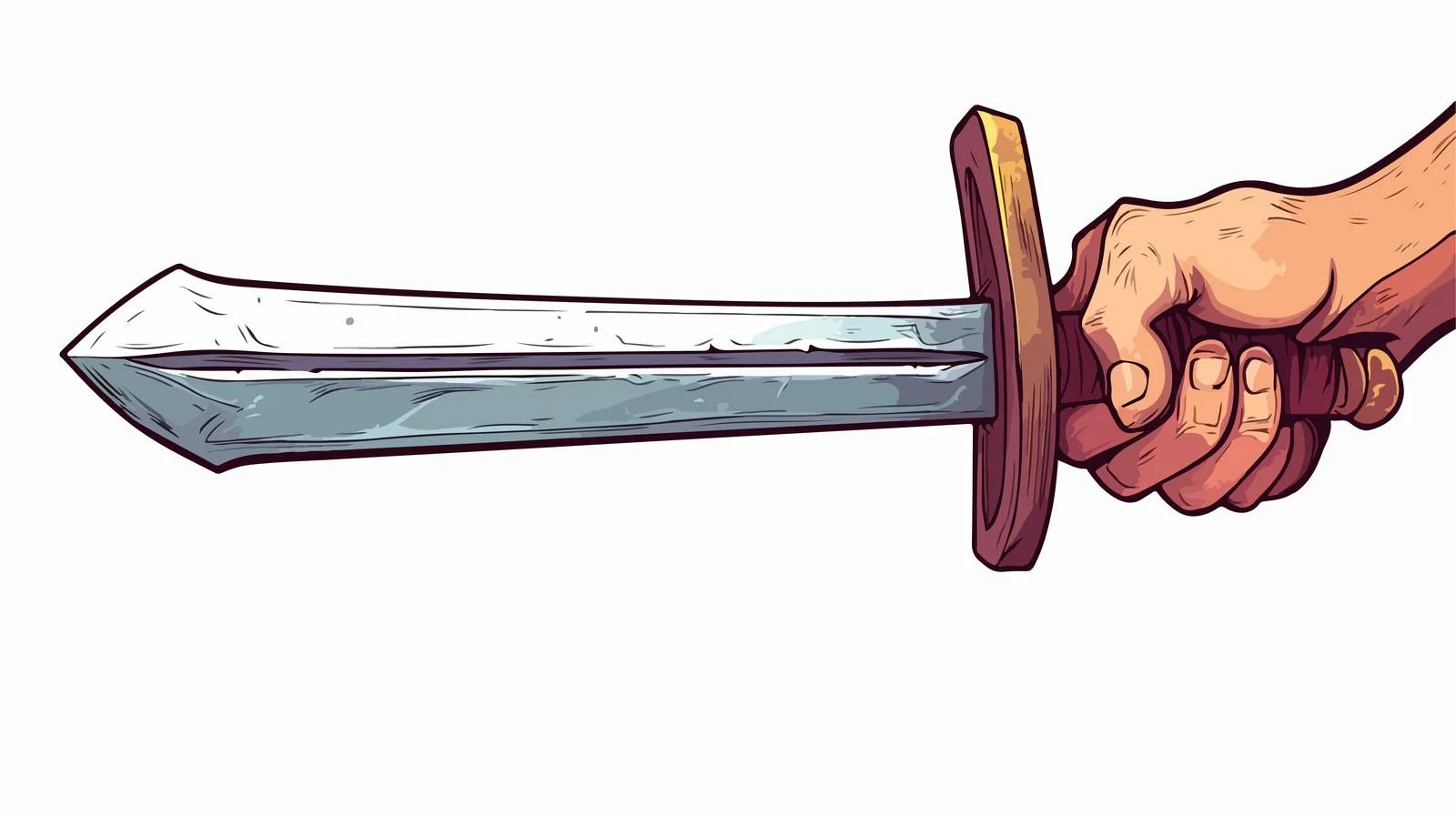 Cartoon Hand Holding Sword Illustration — free download from Dotvec