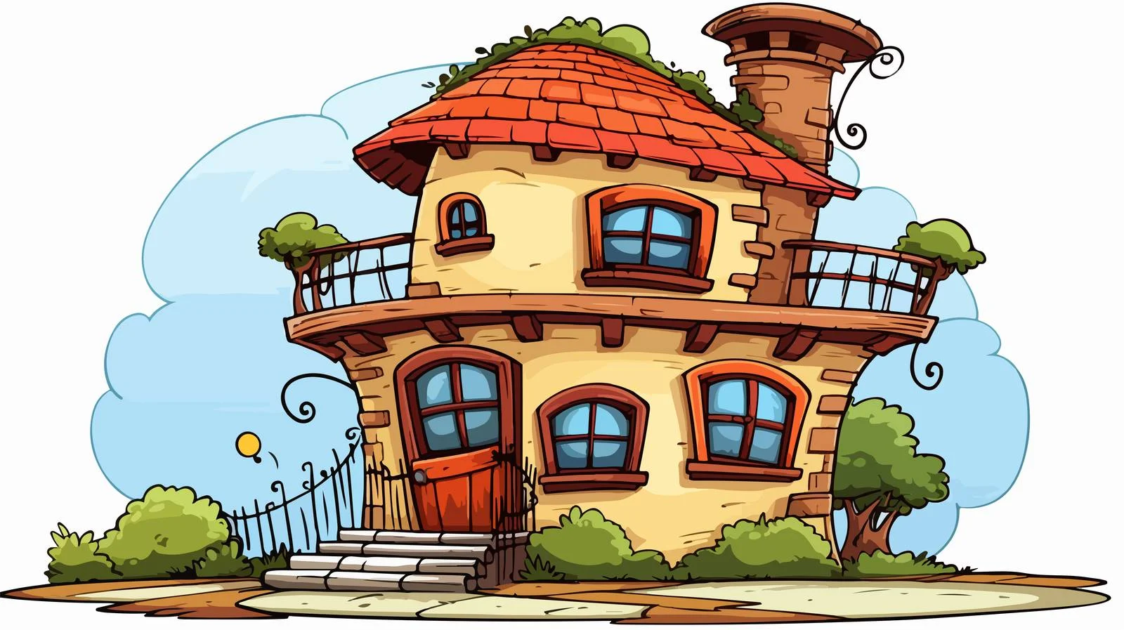 Whimsical Cartoon House Illustration — free download from Dotvec