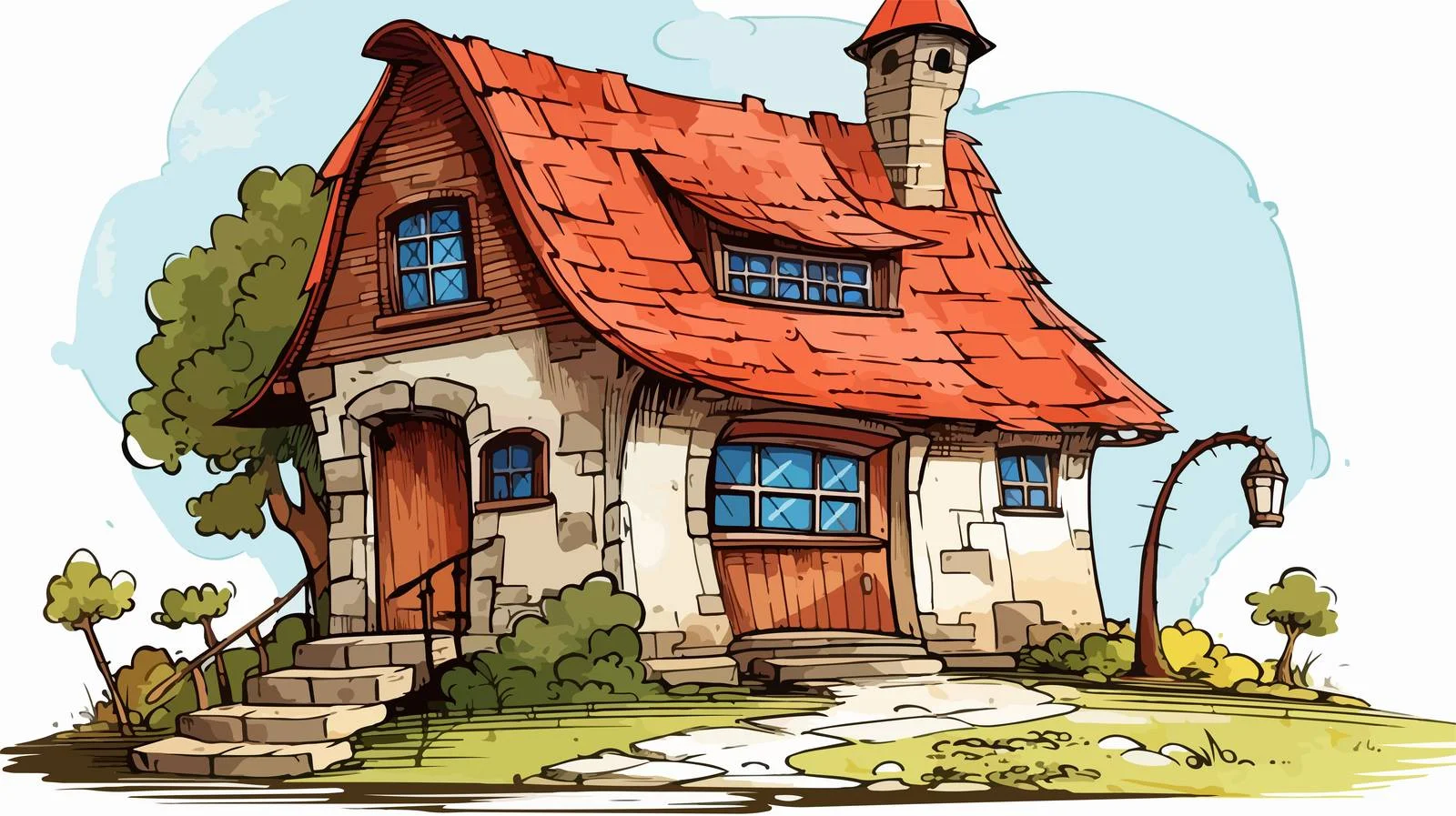 Whimsical Cartoon House Illustration — free download from Dotvec