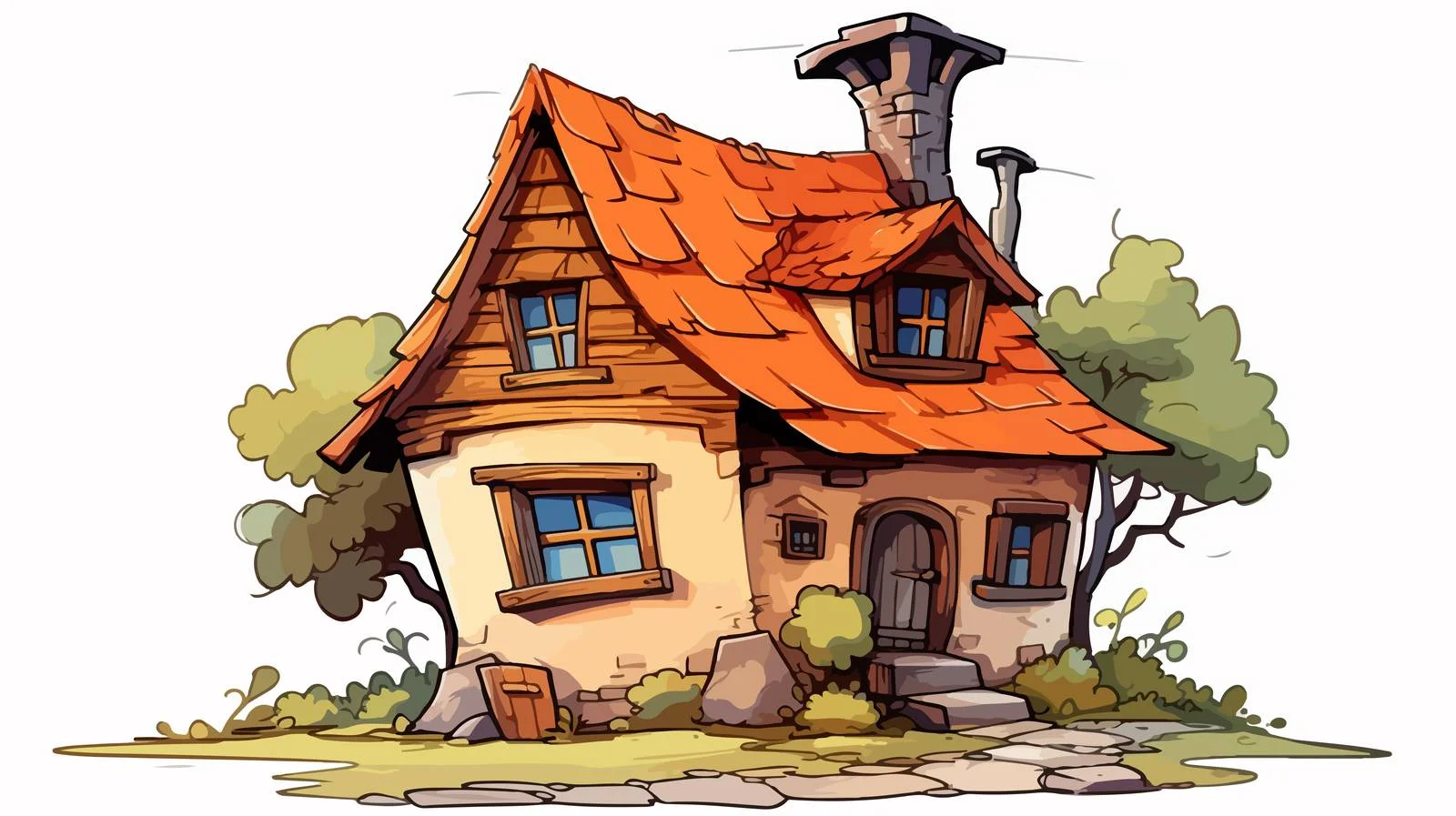Whimsical Cartoon House Illustration — free download from Dotvec