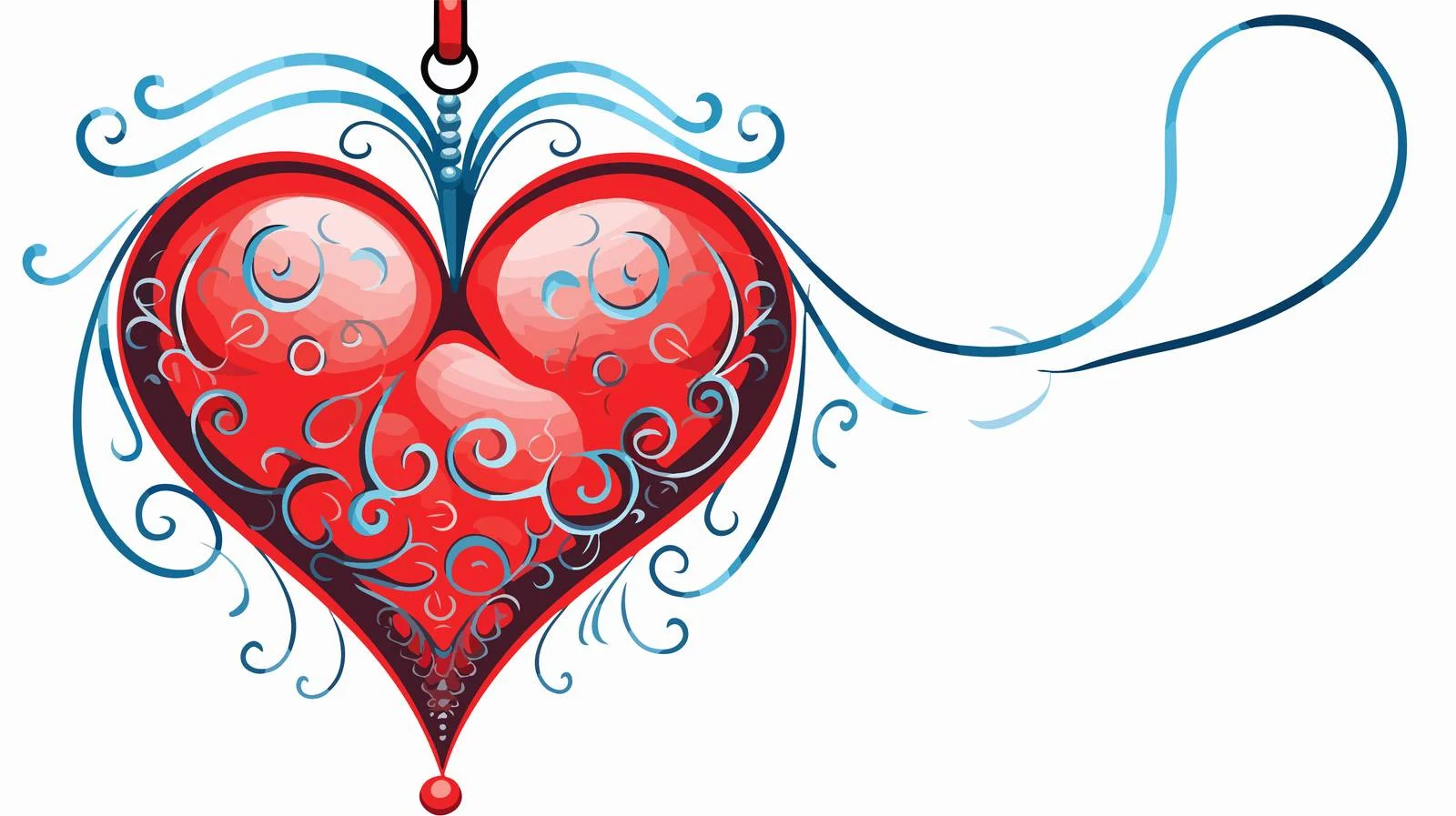 Cartoon Heart Fish Hook Illustration — free download from Dotvec