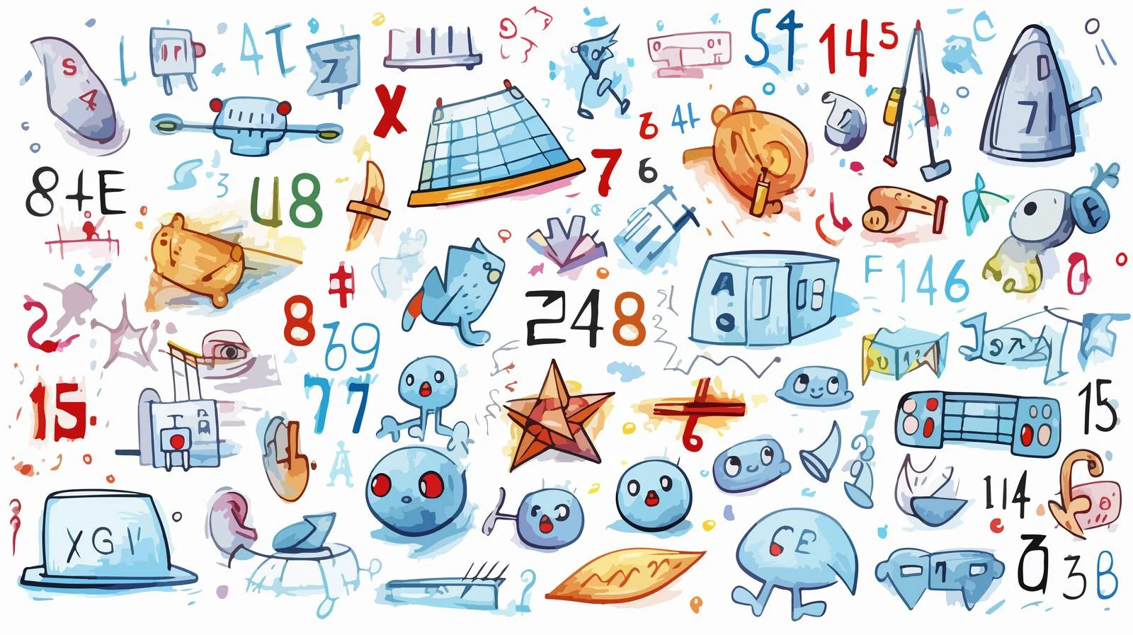 Cartoon Math Symbols Vector Illustration — free download from Dotvec