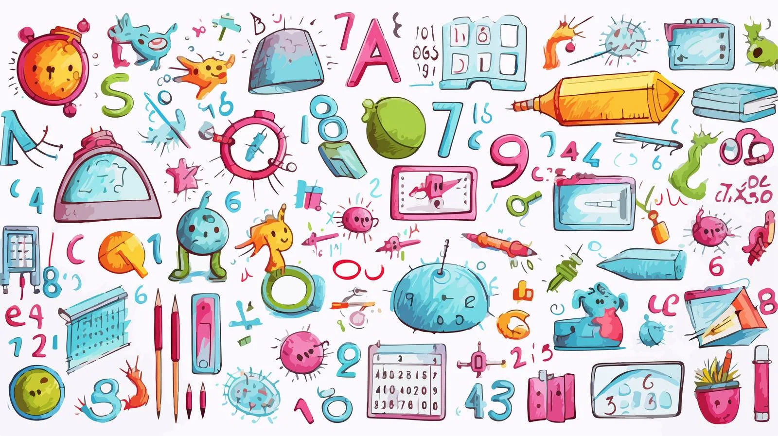 Cartoon Math Symbols Vector Illustration — free download from Dotvec
