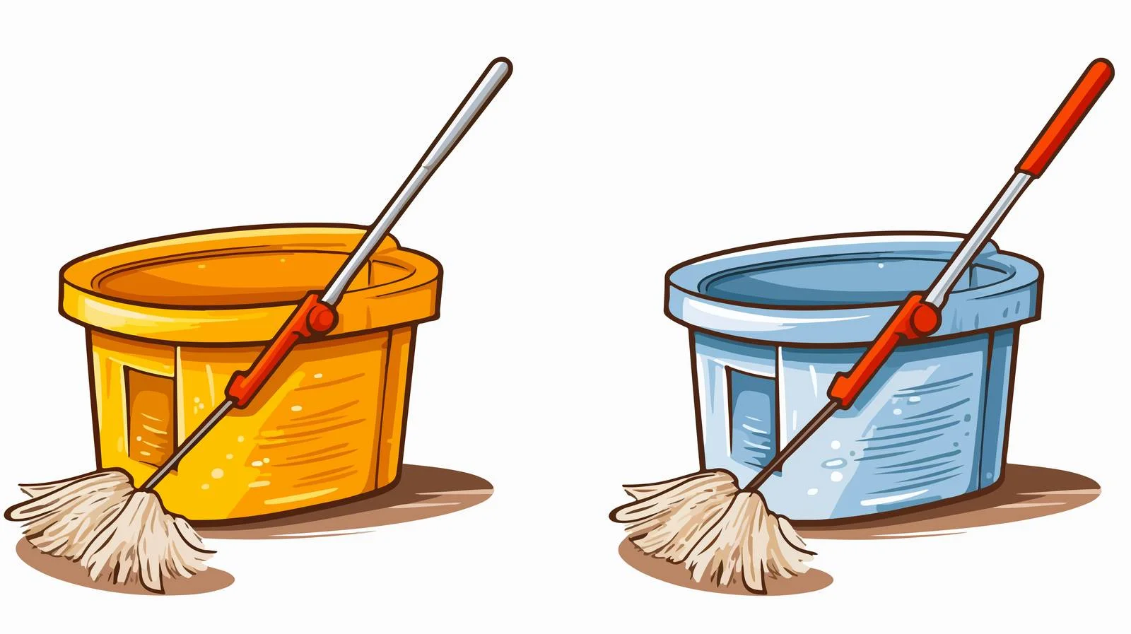 Cartoon Mop and Bucket Illustration — free download from Dotvec