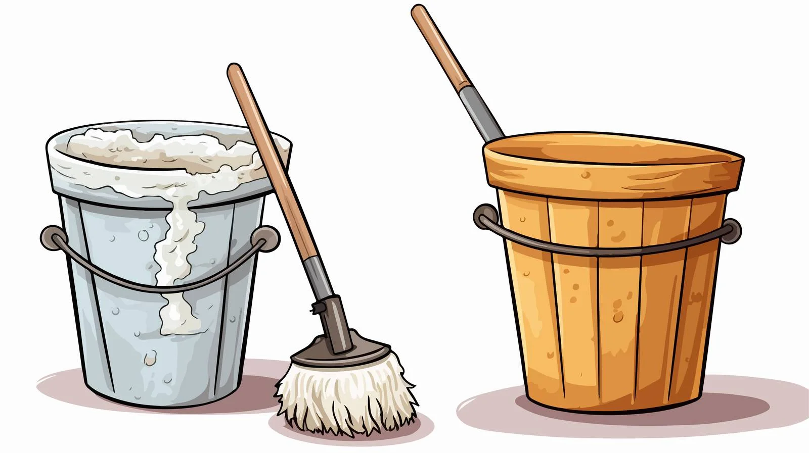 Quirky Cartoon Mop Bucket Illustration — free download from Dotvec