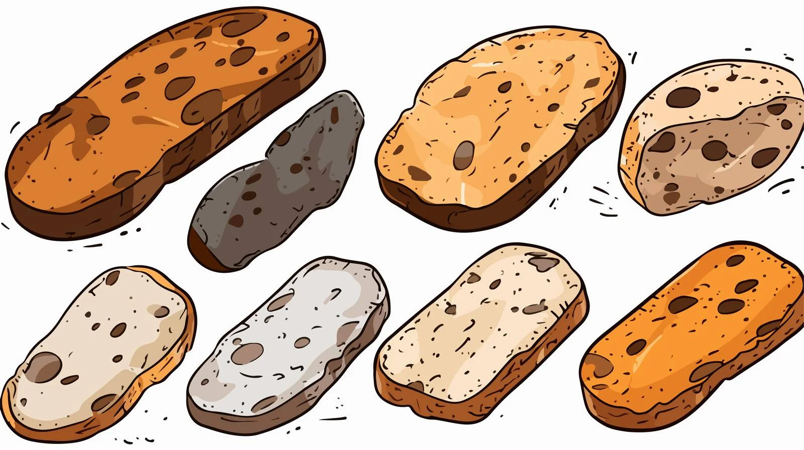 Textured Cartoon Mouldy Bread Vector Illustration — free download from Dotvec