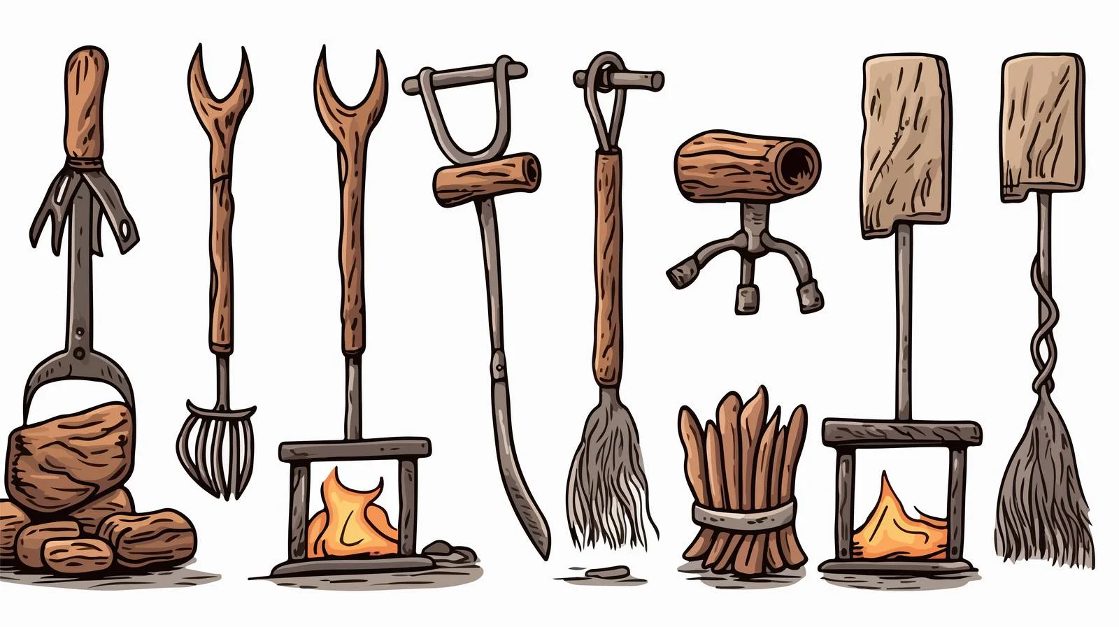 Old Fireside Tools Illustration — free download from Dotvec