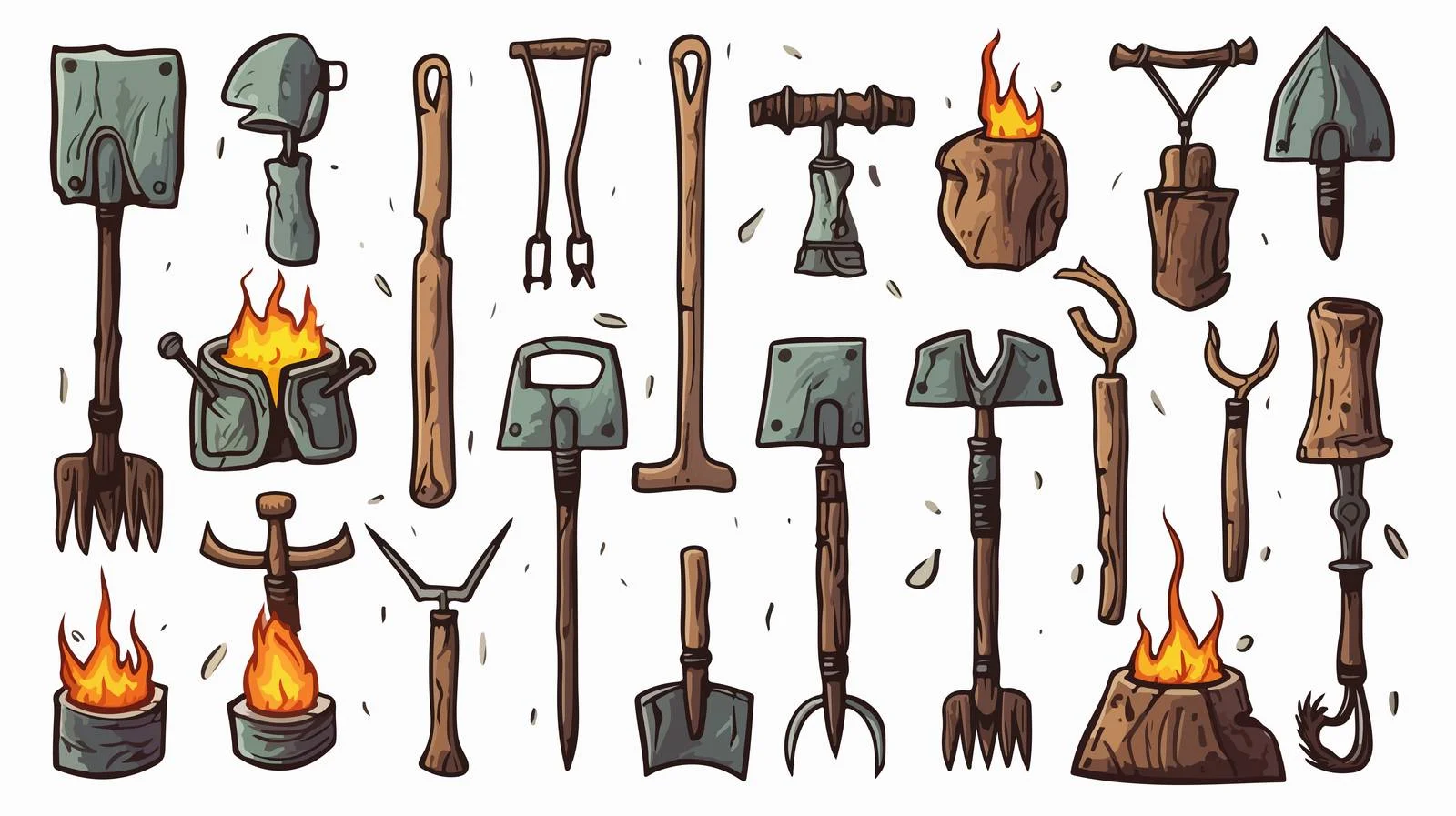 Vintage Fireside Tools Illustration — free download from Dotvec