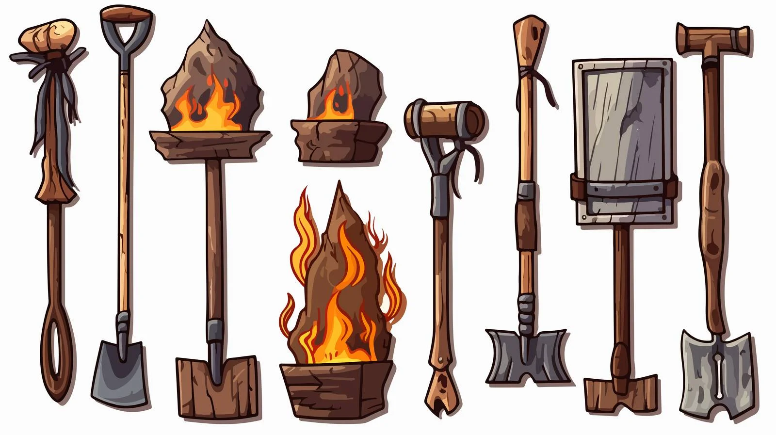 Vintage Fireside Tools Cartoon Illustration — free download from Dotvec