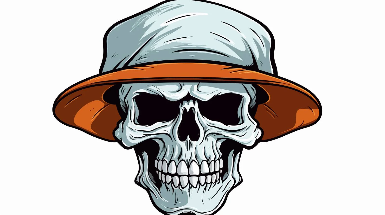 Cartoon Skull Wearing Hat Illustration — free download from Dotvec