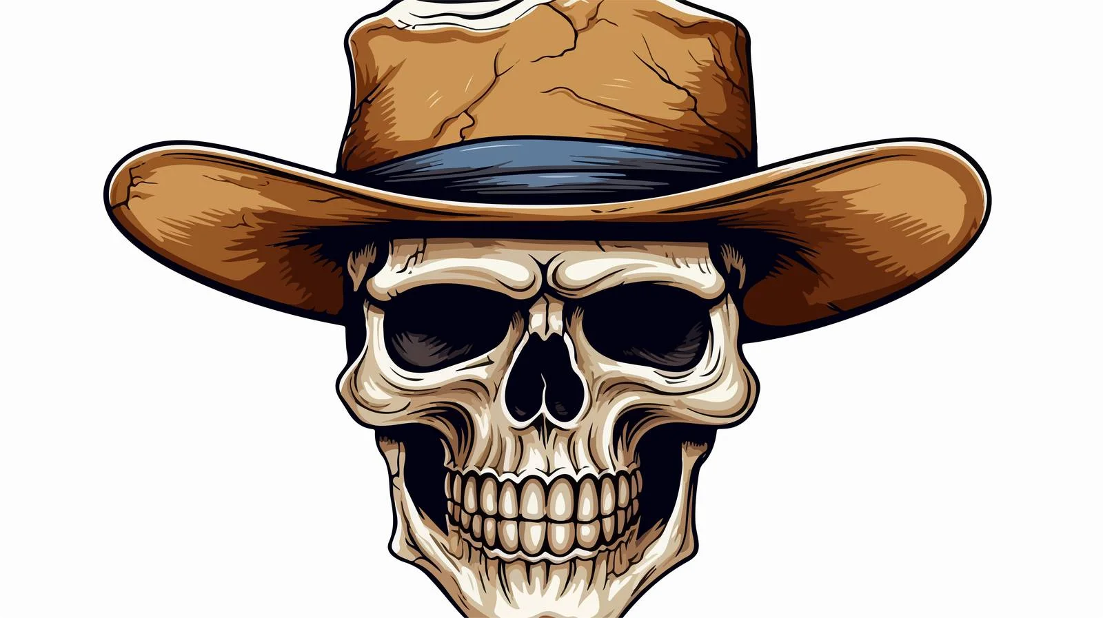 Cartoon Skull with Hat Illustration — free download from Dotvec
