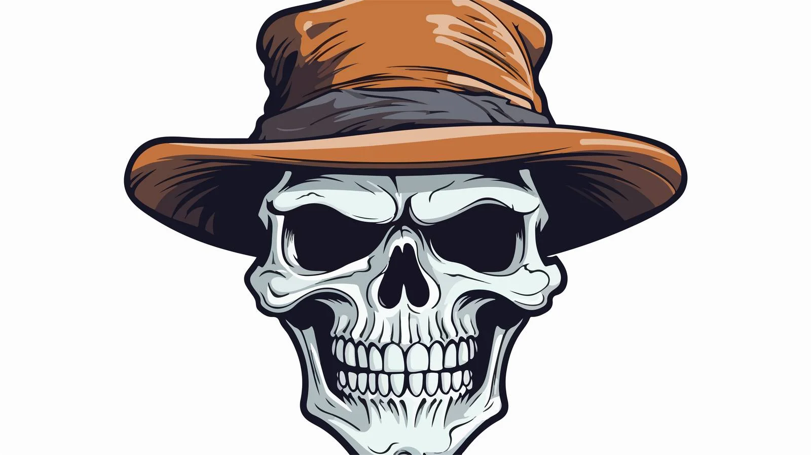 Textured Cartoon Skull with Hat Illustration — free download from Dotvec