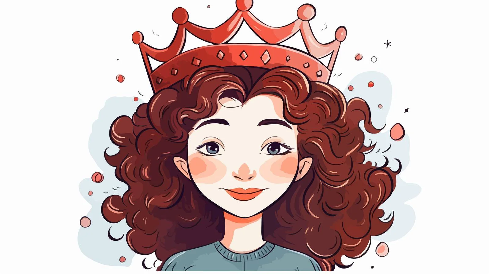 Whimsical Cartoon Woman with Paper Crown — free download from Dotvec