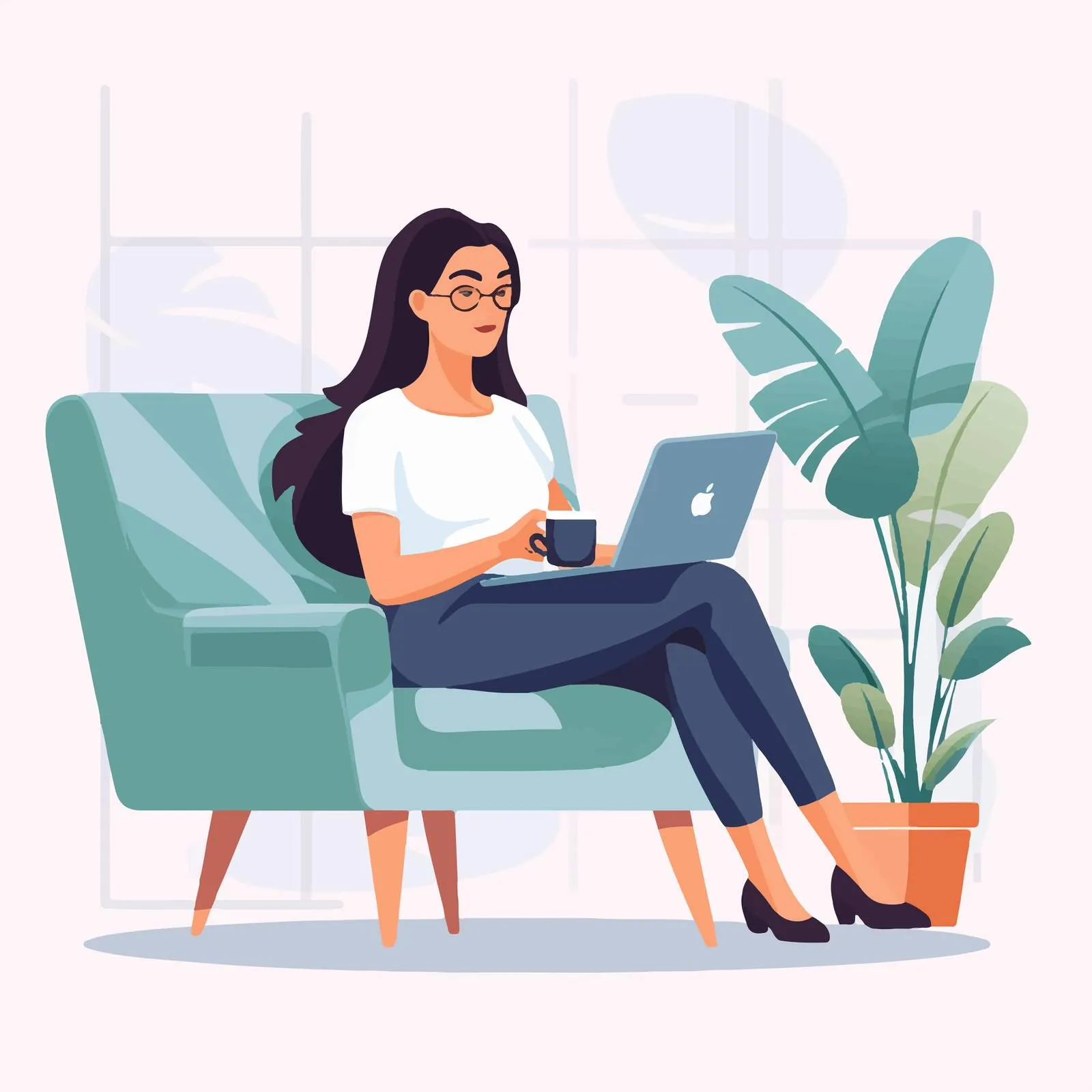 Freelancer Working Online in Armchair with Laptop — free download from Dotvec