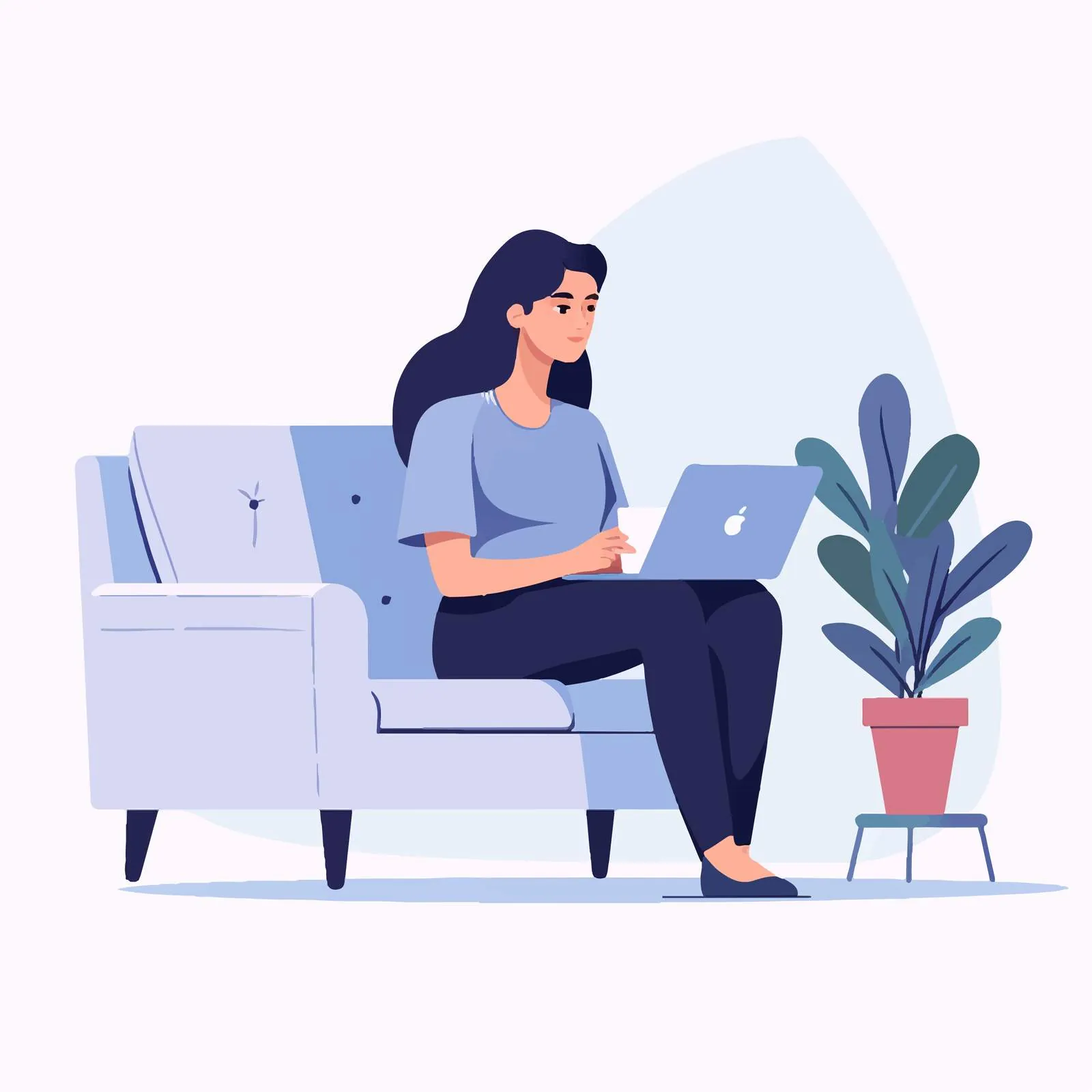 Freelancer Working Online in Comfortable Armchair — free download from Dotvec
