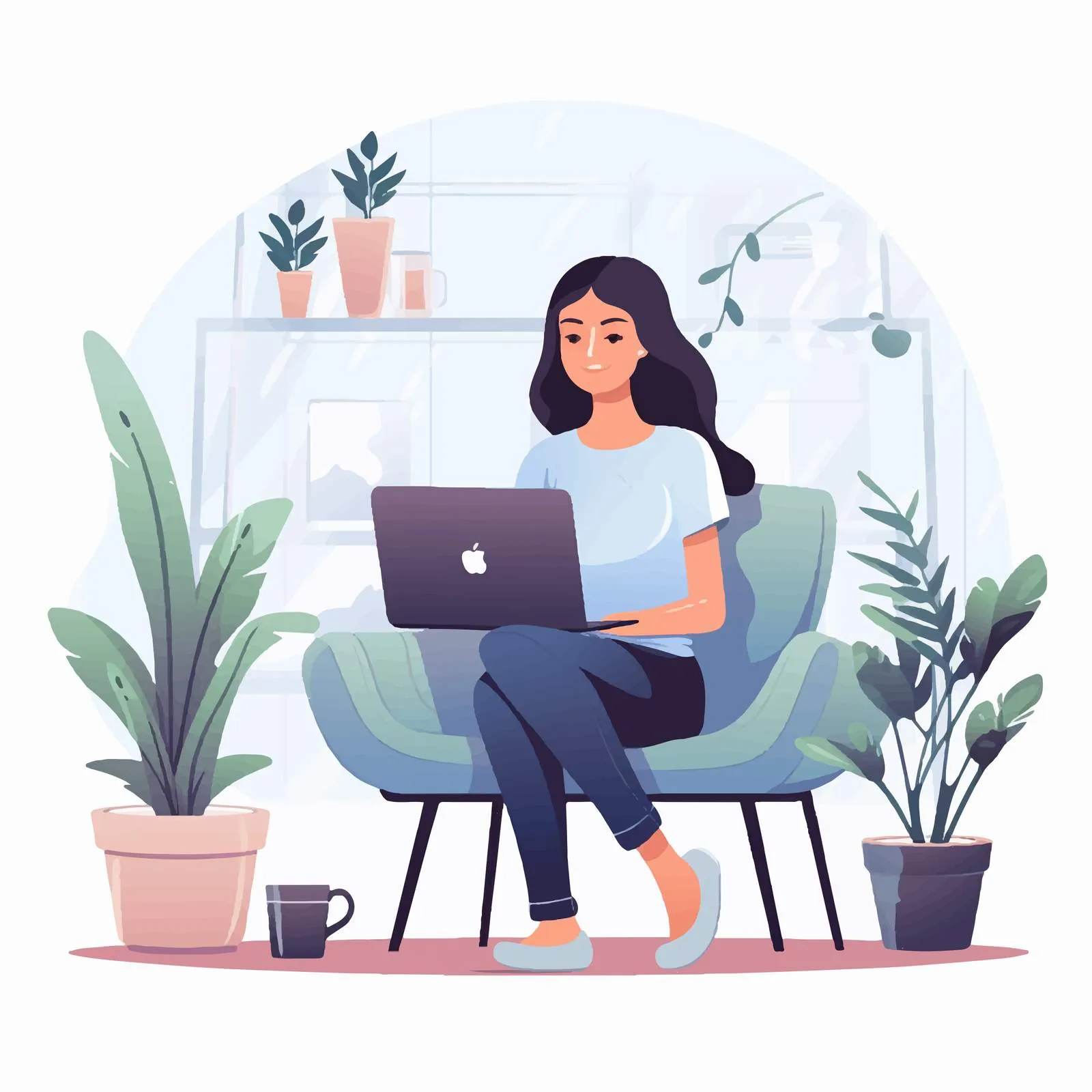 Freelancer Working Online in Armchair — free download from Dotvec