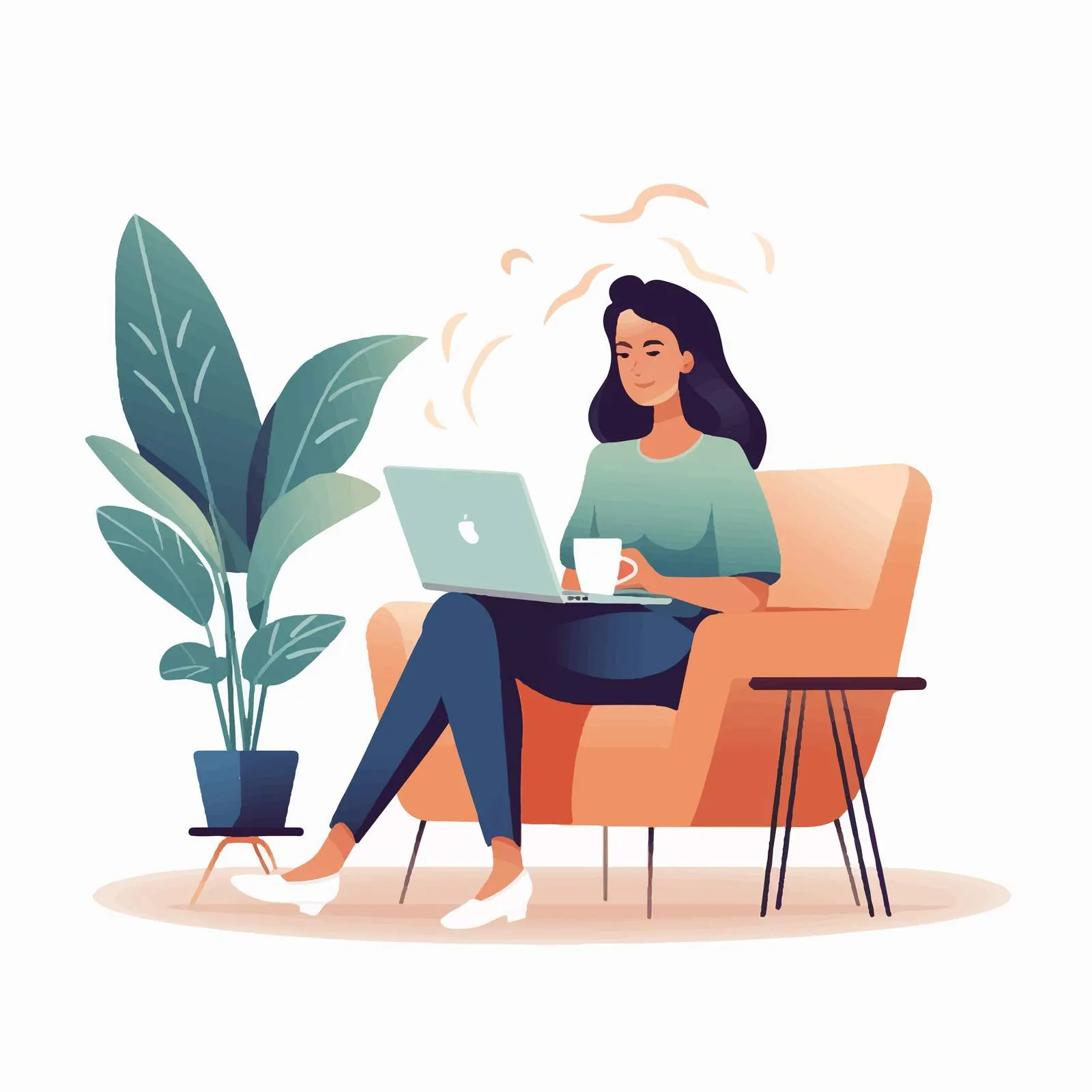 Freelancer Working Online in Comfortable Armchair — free download from Dotvec