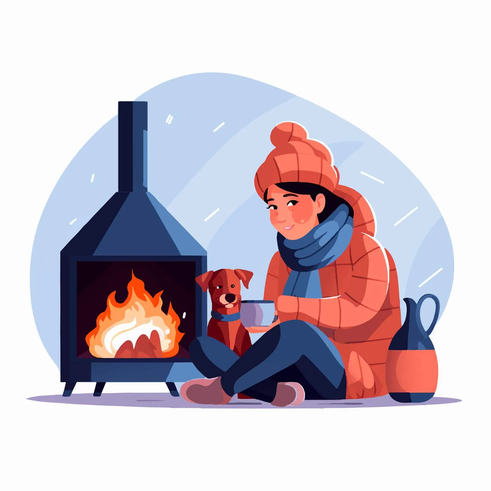 Woman Warming by Cozy Fireplace — free download from Dotvec