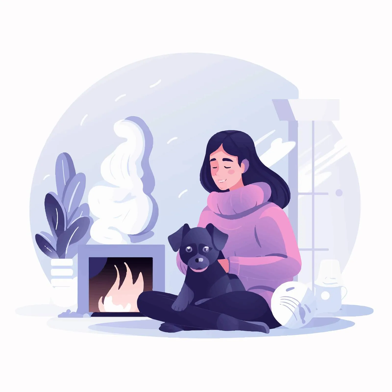 Cozy Woman Warming by Fireplace at Home — free download from Dotvec