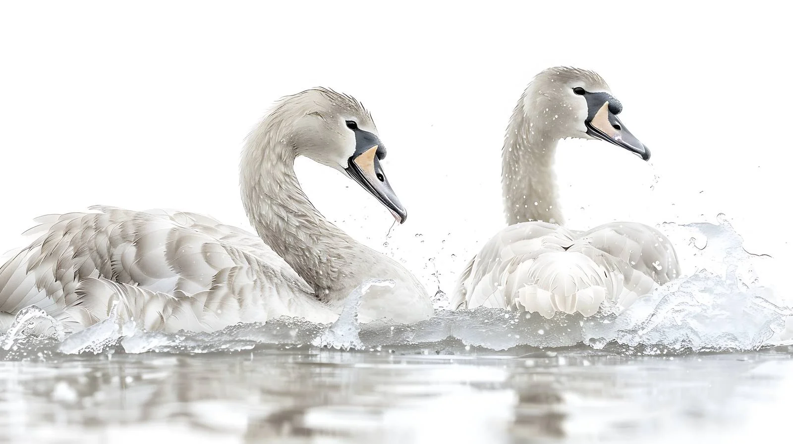 Young swans trapped in icy lake — free download from Dotvec