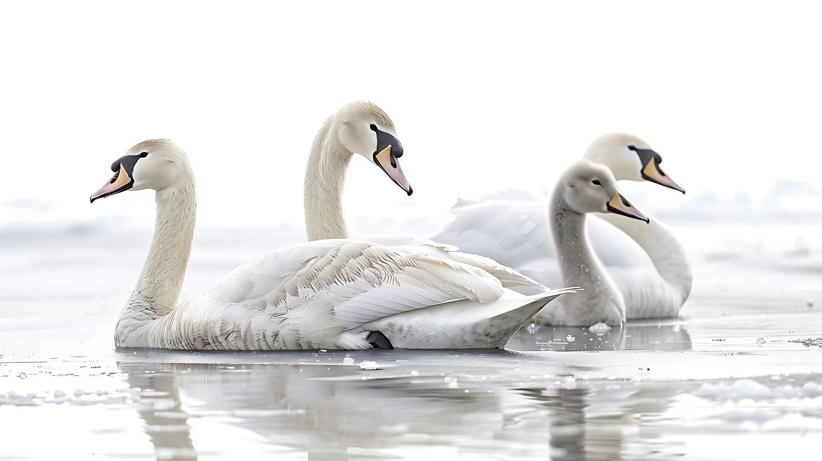 Swans Trapped in Ice on Icy Lake — free download from Dotvec