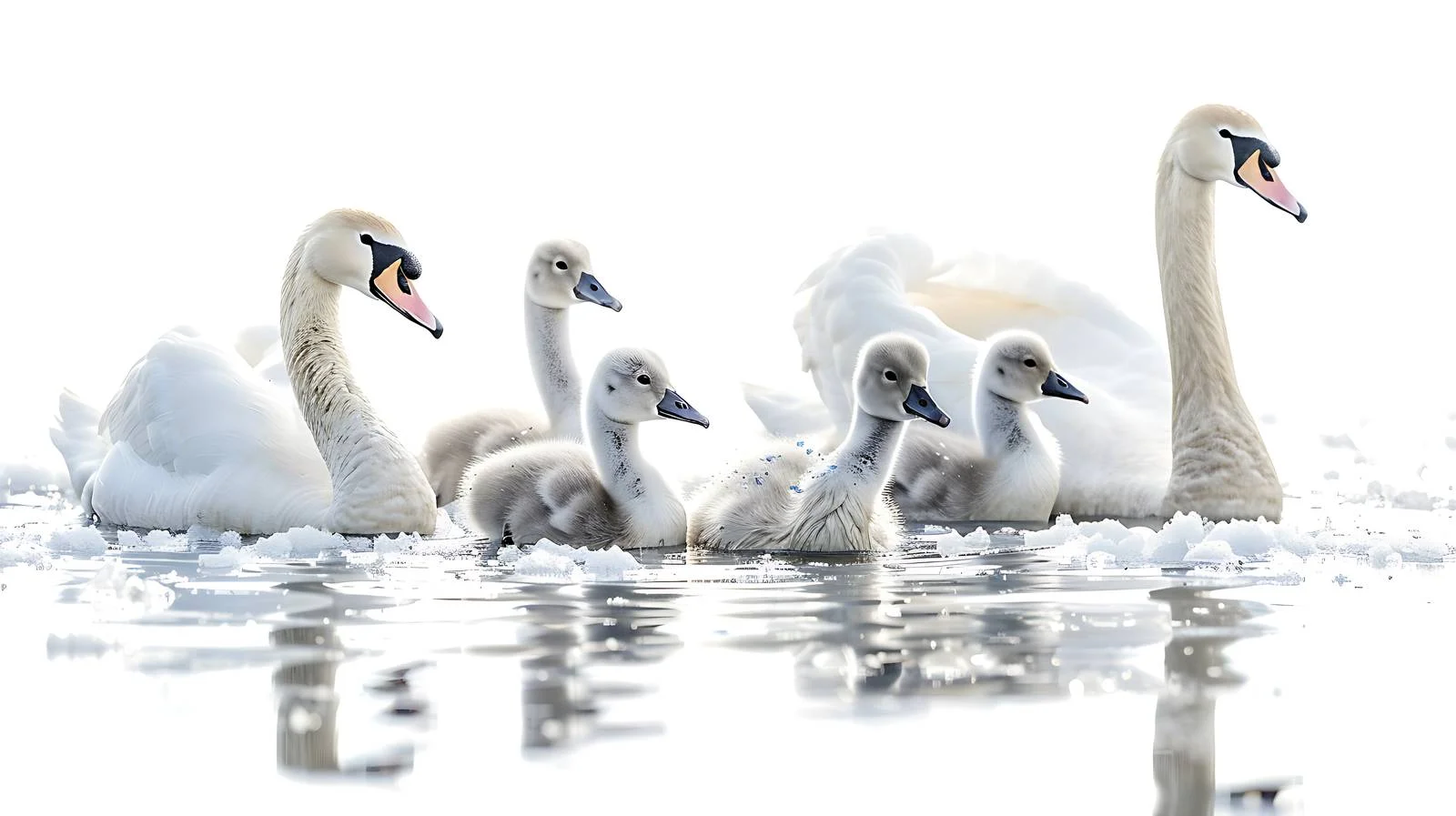 Captured Young Swans Amid Frozen Lake Isola — free download from Dotvec