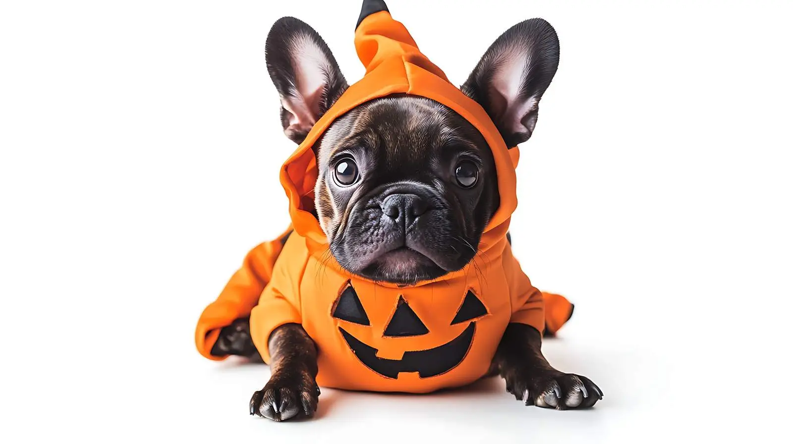 Adorable French Bulldog in Pumpkin Costume – free bulldog image from Dotvec