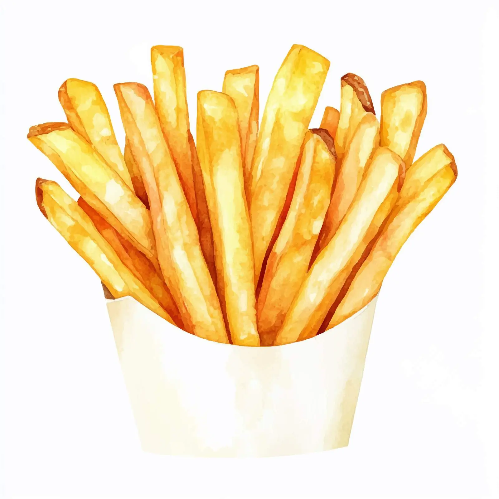 Watercolor Illustration of French Fries on White Background — free download from Dotvec