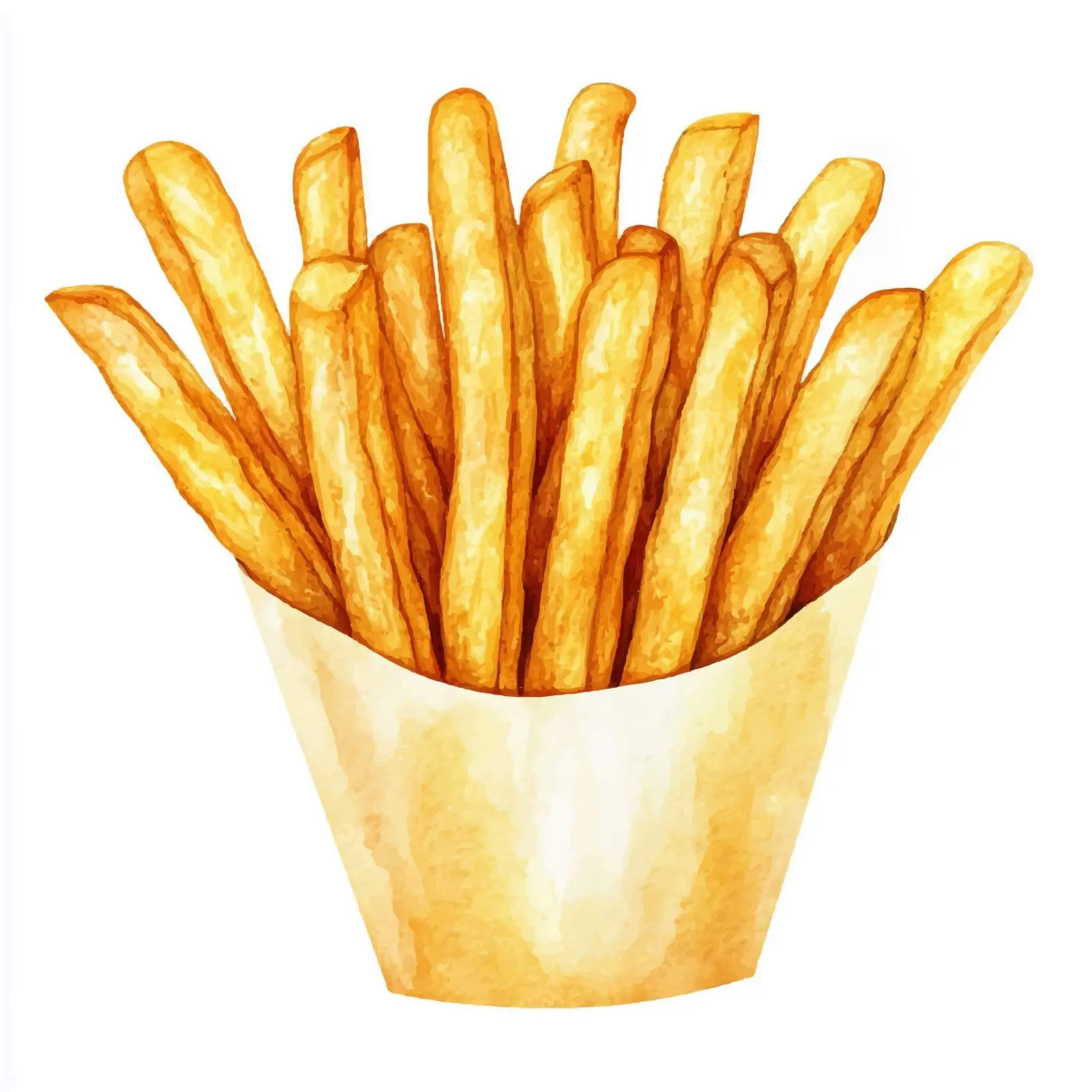 Watercolor Illustration of Isolated French Fries — free download from Dotvec