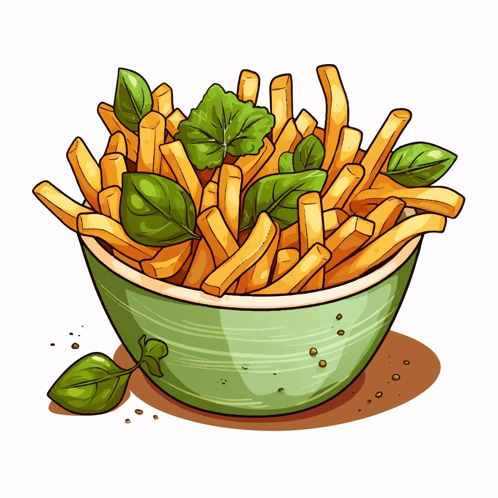 French Fries with Spinach and Sauce Lunch — free download from Dotvec
