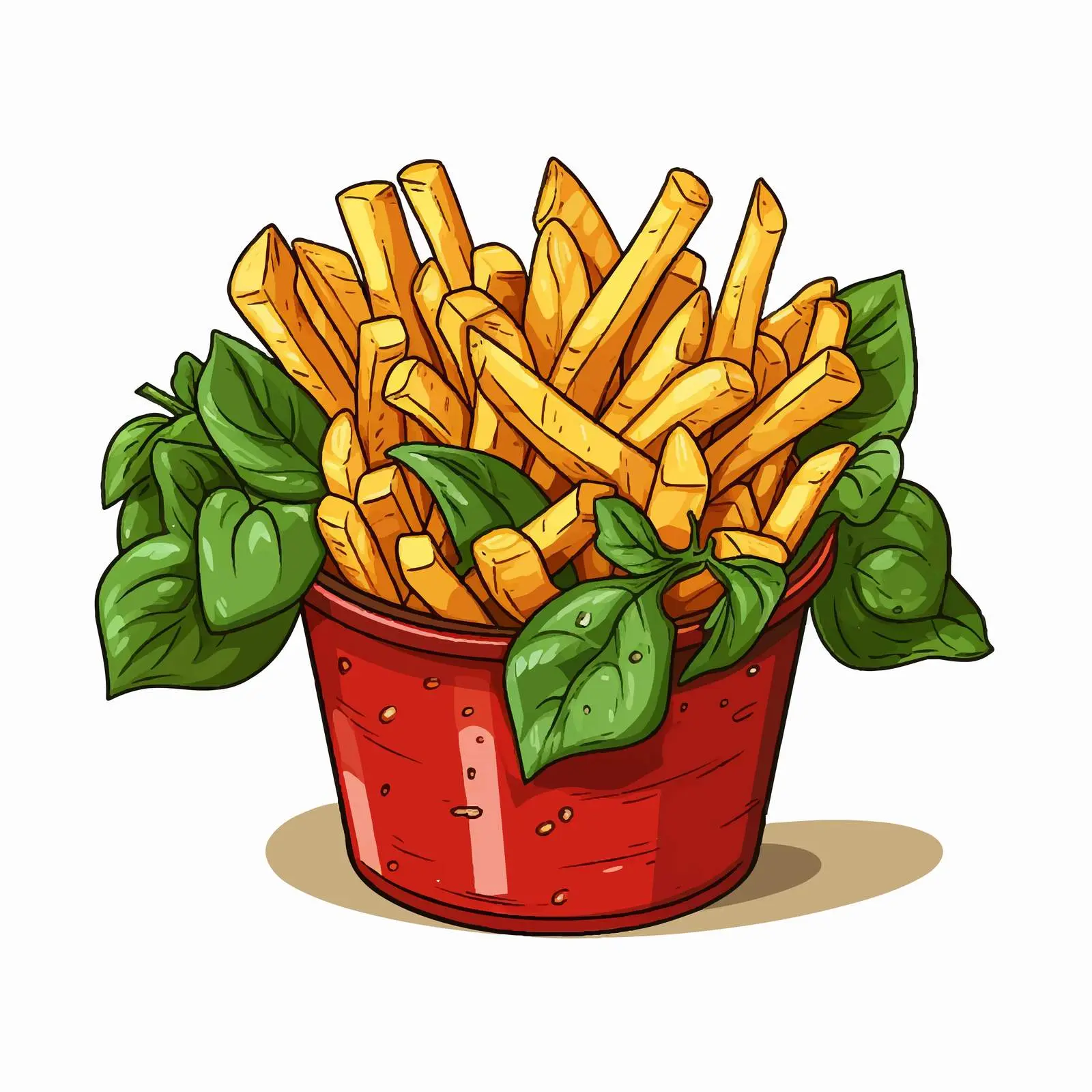 Delicious Lunch: French Fries with Spinach and Sauce – free creamy image from Dotvec