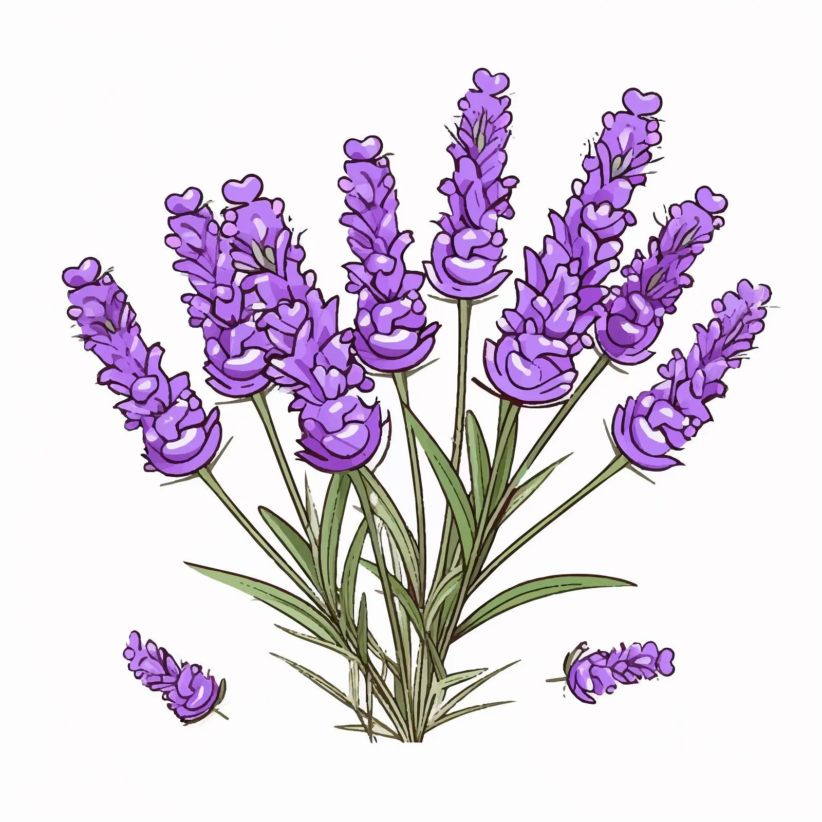 Floral Drawing of Bloomed French Lavender — free download from Dotvec