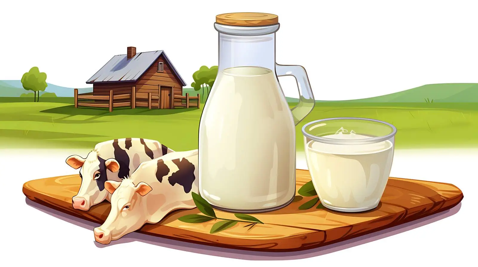 Wholesome Milk Cartoon on Farm Table — free download from Dotvec