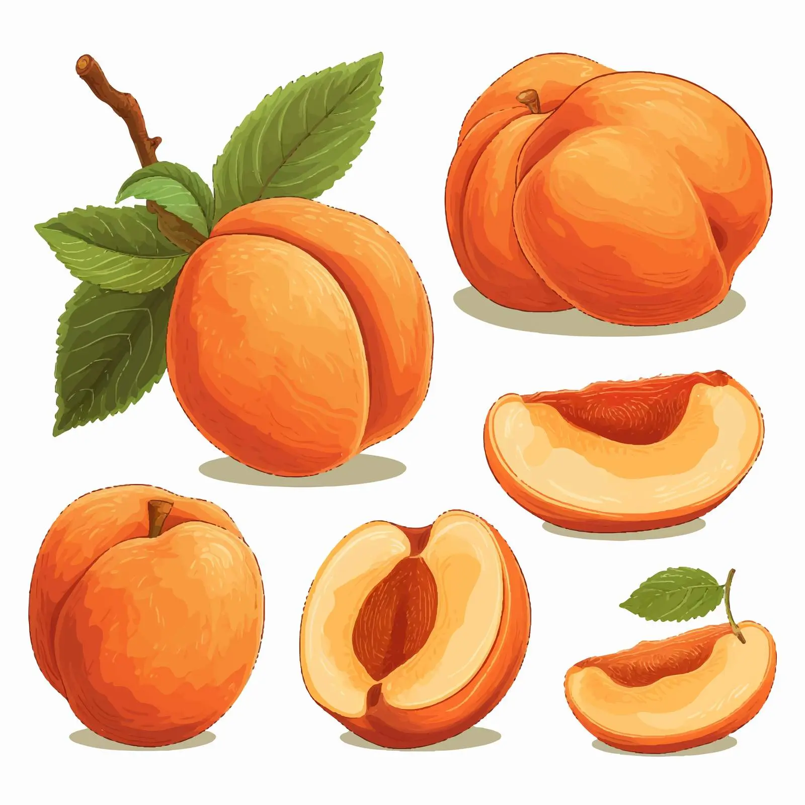 Vintage Drawing of Fresh Apricots and Leaves — free download from Dotvec