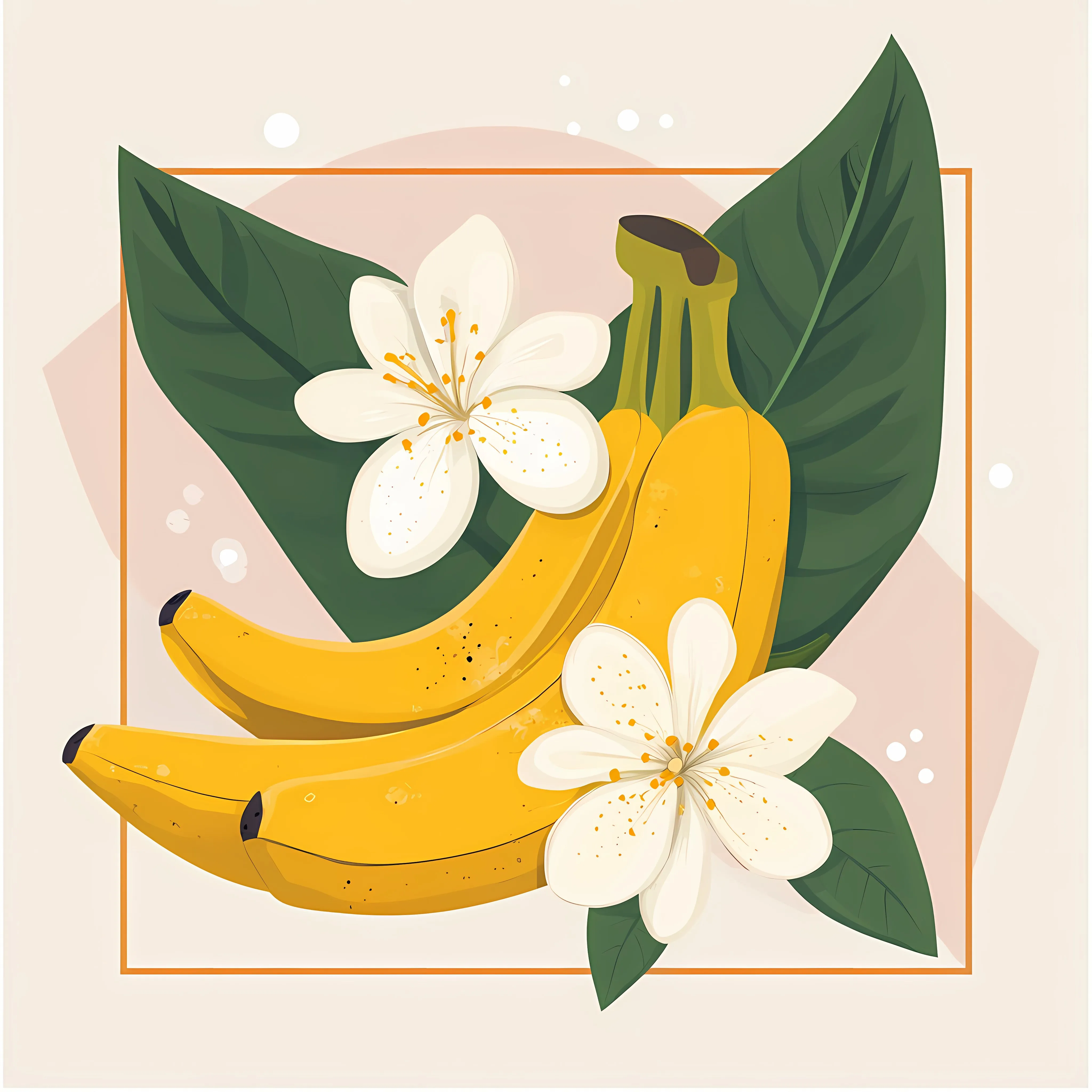 Fresh Bananas and Flowers Vector Illustration — free download from Dotvec