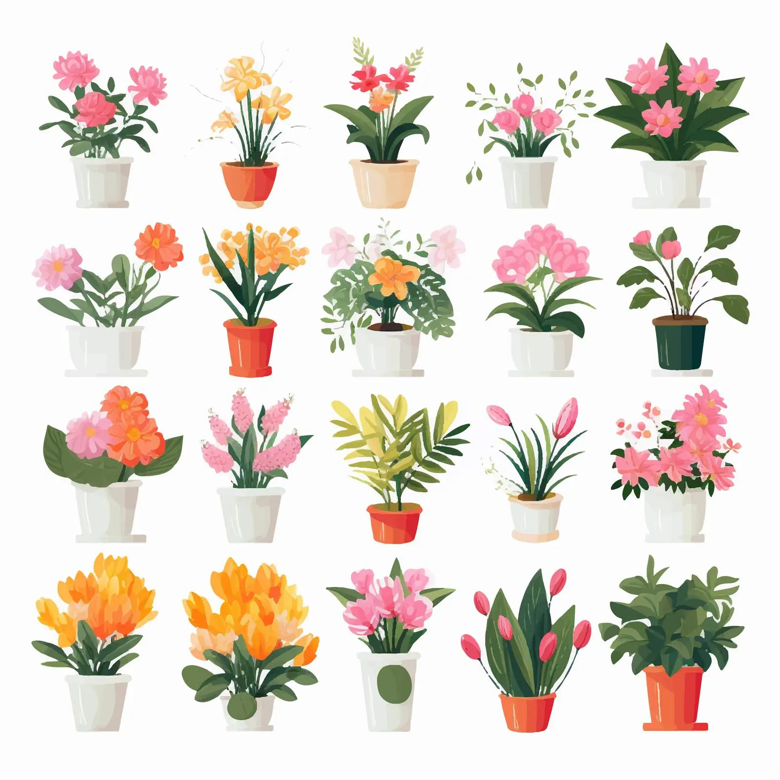 Colorful Blooming Flowers and Floral Design Vectors — free download from Dotvec