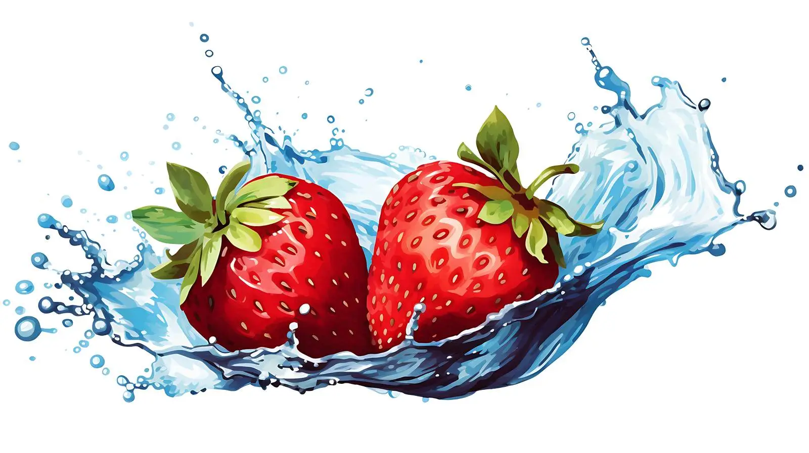 Vibrant Strawberry with Blue Water Splash — free download from Dotvec